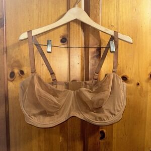 Skims Ultra Fine Mesh Strapless Bra Brown Adjustable Women's Size 42H 42DDDD